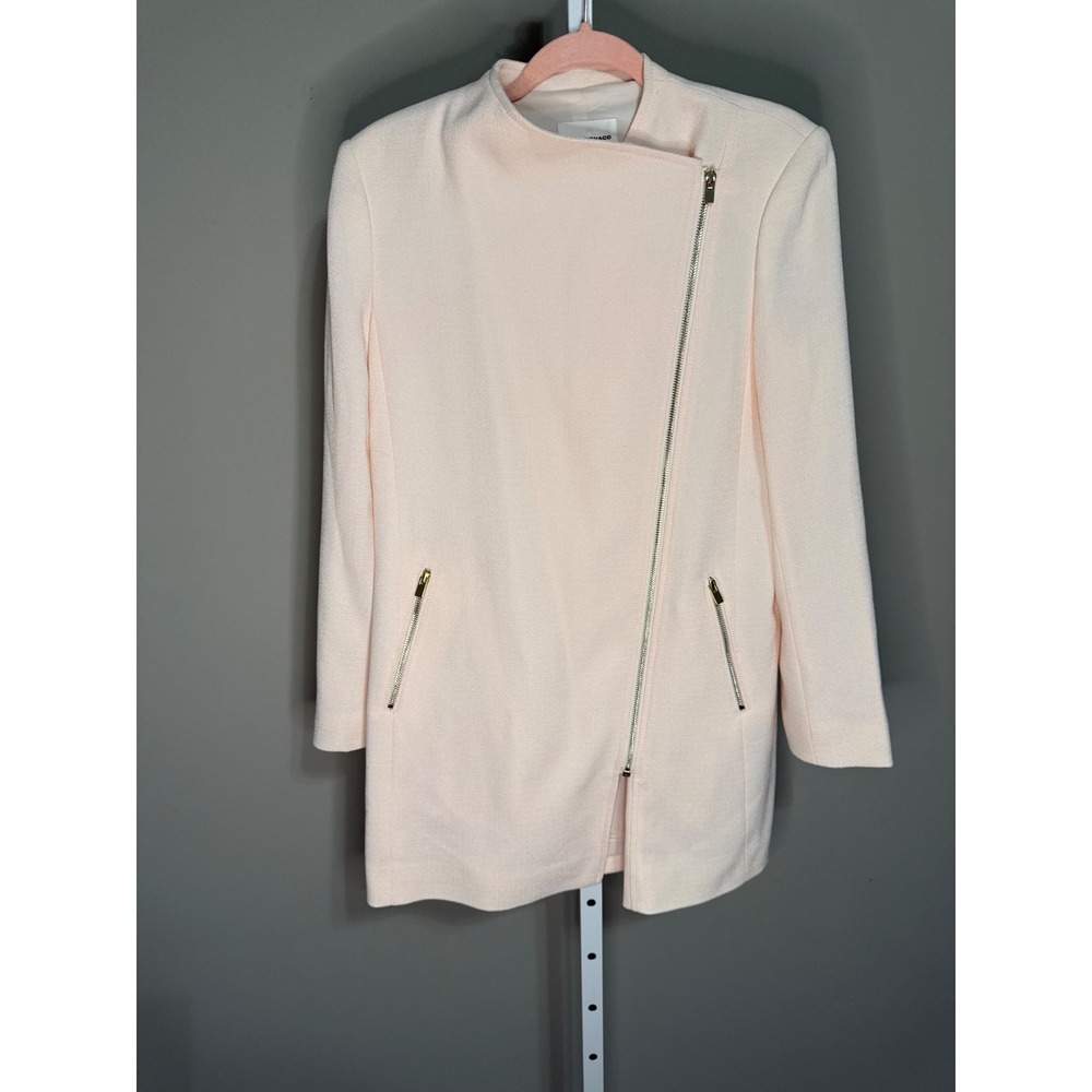 Club Monaco Pale‎ Pink Asymmetrical Zip Kimono Blazer Jacket Gold Hardware M